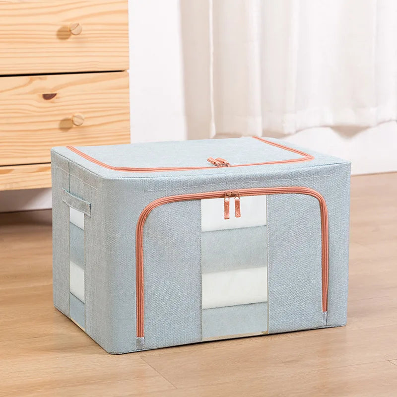 Promotional Wholesale 66l Folding Large Oxford Fabric Cloth Storage Bins Boxes With Steel Fram for Household