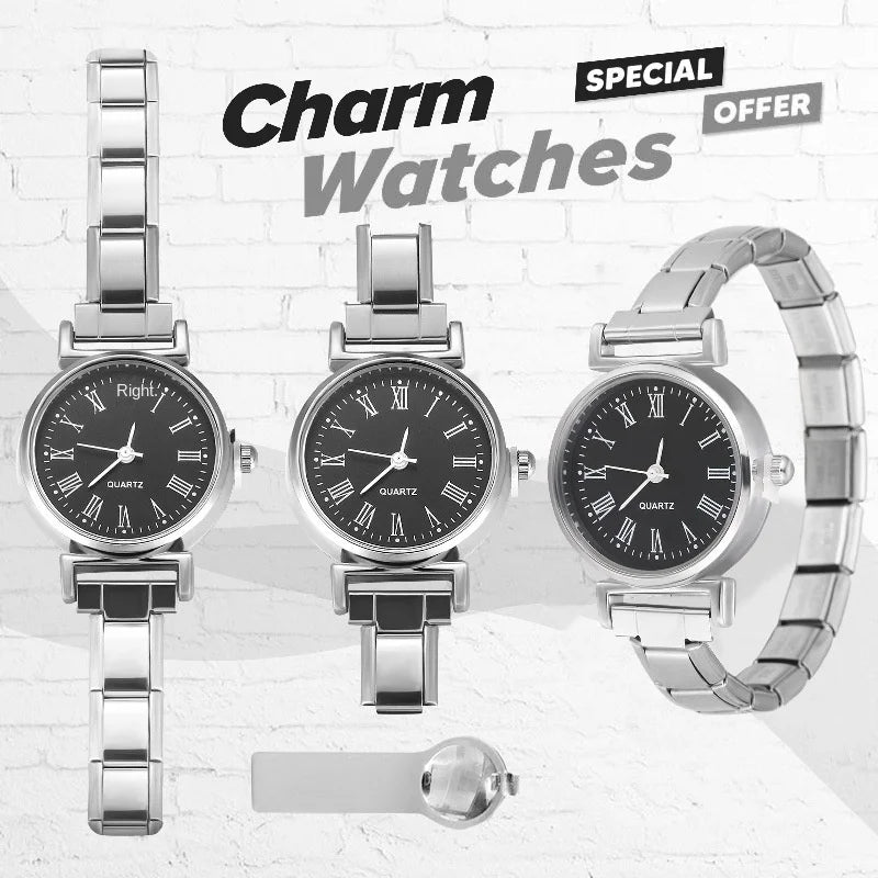Casual Fashion Joker Ins Style DIY Module Stitching Watch Strap Retro Steel Strap with Mechanical Movement