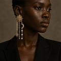 Vintage Statement Women Jewelry 2025 Trend Irregular Sun Shape Metal Dangling Earrings High Quality Holiday Party Accessories