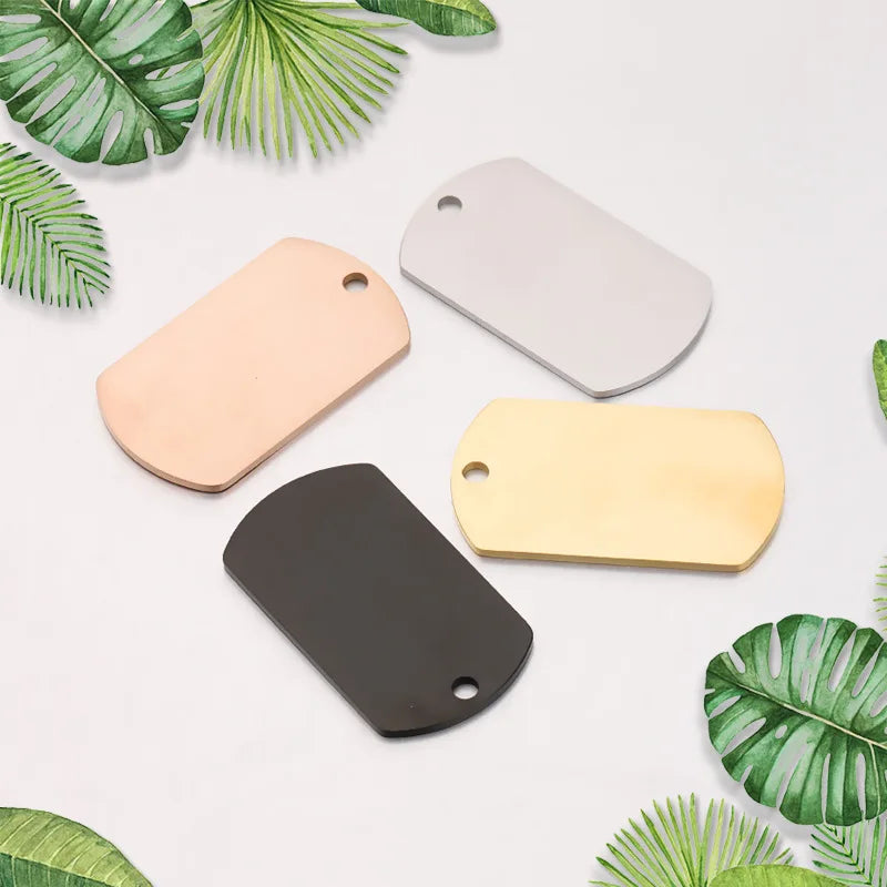 Stainless Steel Dog Tags Big Charm Pendant 22*39MM for Necklace Silver Gold Rose Gold Black Color Mirror Polished
