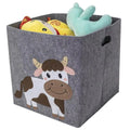 Cute Animal Embroidery Pattern Home Felt Children Toy Storage Basket Kids Nursery Organizer Box