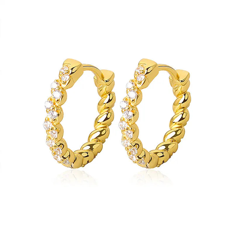Daidan Zirconia Earrings 925 Sterling Silver Twisted Hoop Earrings 925 Dainty Gold Plated Small Hoop Earrings