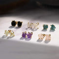 Irregular Natural Amethyst White Quartz Stud Earring Healing Stone Jewelry Agate Quartz Stone Stud Earrings Gold Plated Jewelry