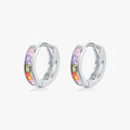 Exquisite Wedding Party Platinum Rhodium Plated Women's 925 Sterling Silver Princess Cut Colorful Zircon Hoop Earrings Trendy