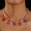 Cut Cartoon Gummy Bear Choker Necklace Colorful Rice Beads Birthday Gifts Jelly Bear Necklace