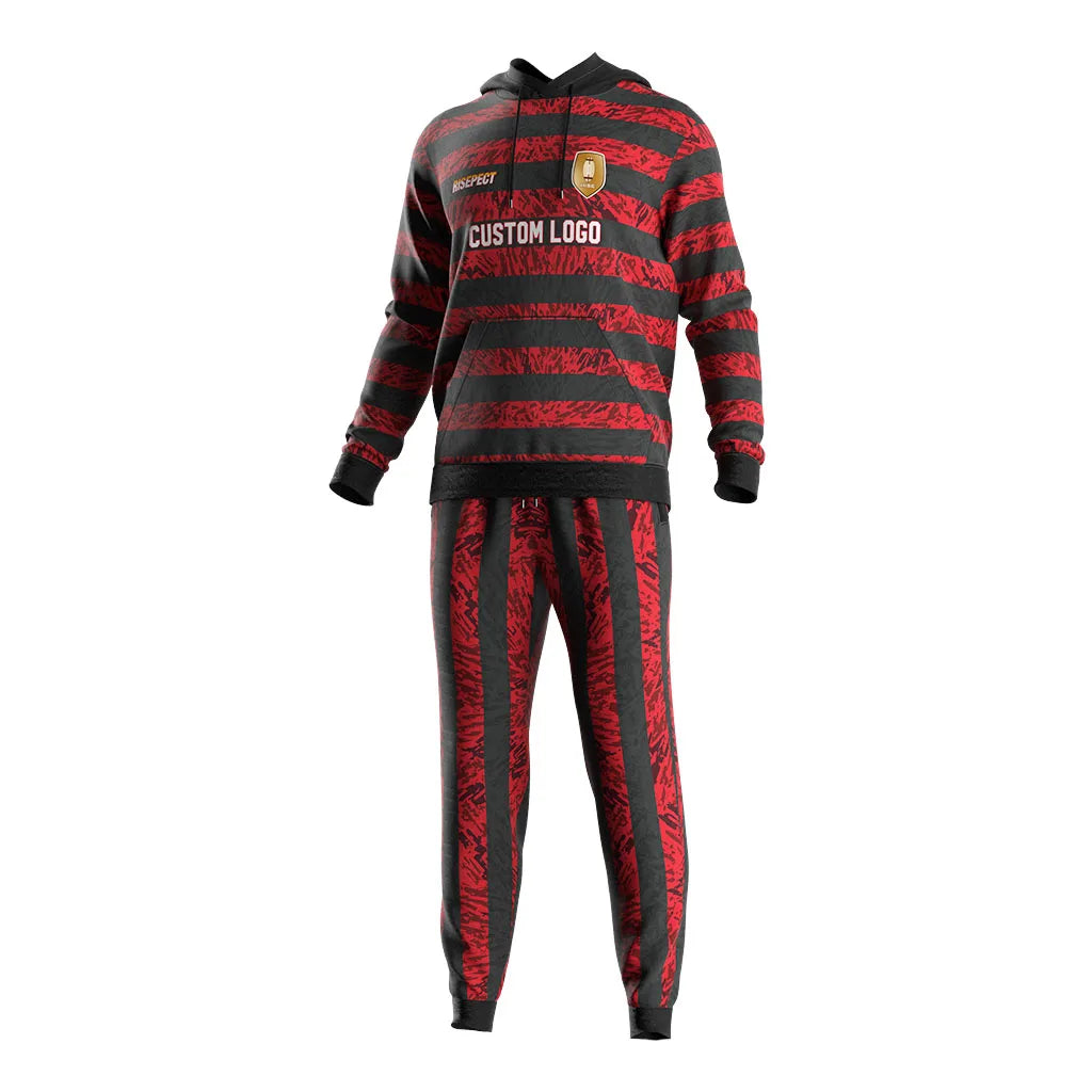 Factory Printing Muscle Bodybuilding Dry-Fit Hoodies Kits Football Wear Rugby Ball Uniform Sweatpants and Sweatshirt Set