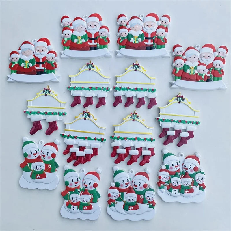 Wholesale DIY Christmas Resin Pendant Christmas Snowman Family Hanging Ornaments For Christmas Decoration