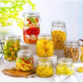 YOLOME HOMESnap-On 17oz/500ml 4-Piece Set Sealed Clear Glass Kitchen Food Storage Jars Cord Clamp Fixation Pickle Jar Storage