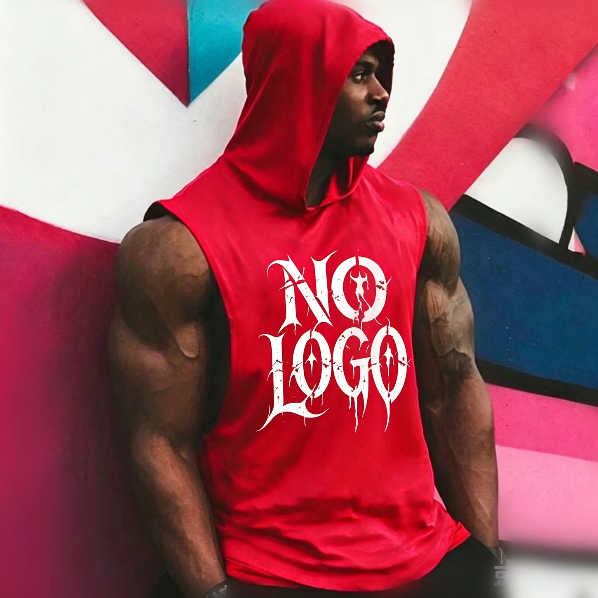 Custom 100% Cotton Men's Gym Fitness Tank Tops Stringer Sports Vest Hooded Workout Sleeveless Muscle T Shirt Breathable Knitted