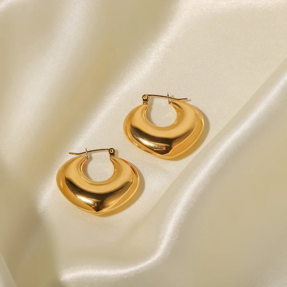 Fashion Stainless Steel Luxury Hollow Earrings New Women 18k Gold Plated Trendy Simple Earrings