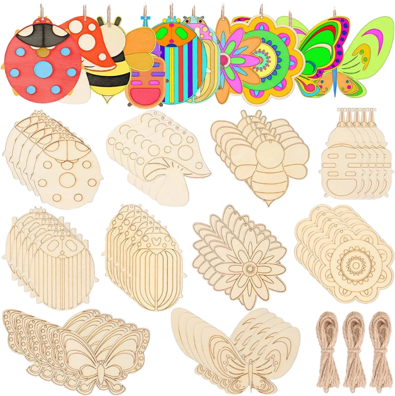 Custom Engraved Solid Wood Educational Toys Build Paint Your Own Animal-Themed Insects Flowers Reusable 11cm Tabletop for Kids
