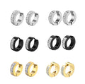 Fashion Round Shape Cute Stainless Steel Zircon Clip on Earring for Men Fine Hoop Earrings Jewelry Women