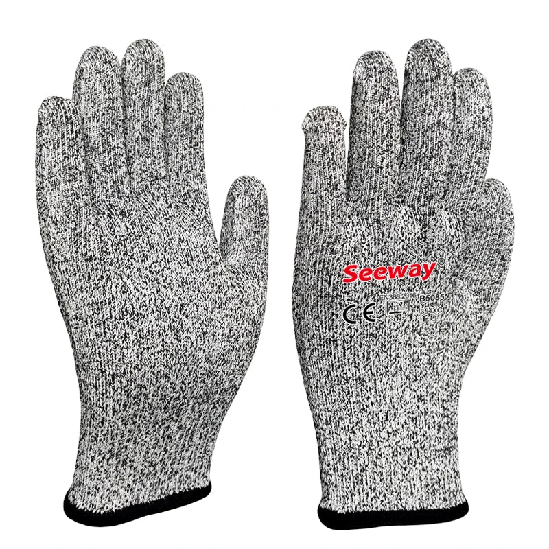 Seeway Customized EN388 ANSI Certified Anti-Cut Level 5 HPPE Gloves Tear-Resistant Abrasion-Resistant Textured Knit Wrist Cuff