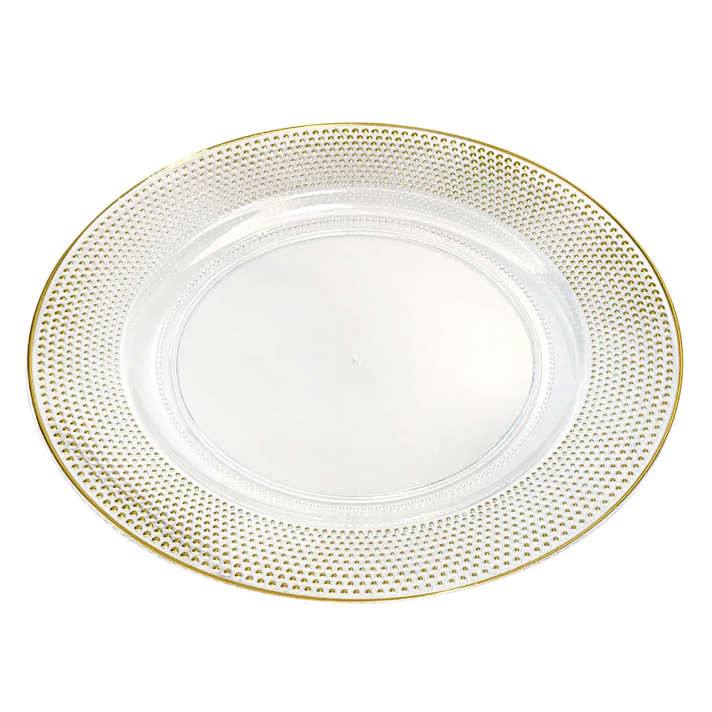 11" 13" Gold Charger Plates Plastic Round for Dinner Wedding Elegant Decoration Acrylic Under Plate