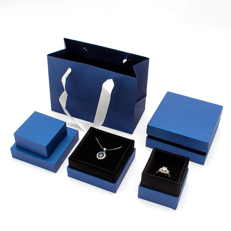 Custom Simple Paper Jewelry Box for Rings Earrings Necklaces Bracelets-Female Jewelry Storage Handbag Packaging Custom Color
