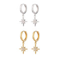 FUAMAY 925 Sterling Silver Girls Star Pendant Earring 18K Gold Plated Hoop Earrings Star Drop Hoop Earring