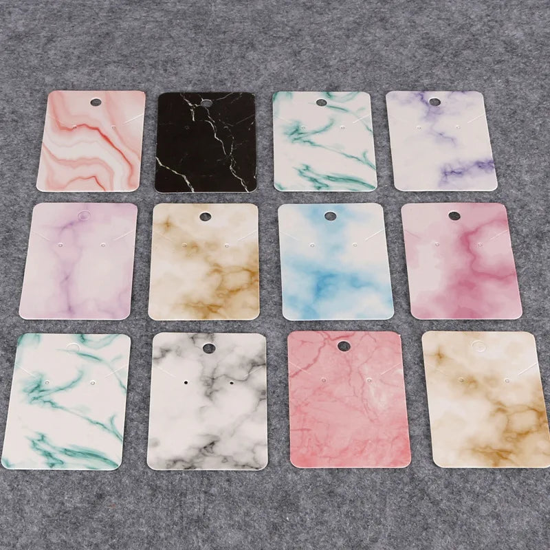 New Stock 5*7cm Marble Color Earring Card Holder Necklace Jewellery Packaging Display Card With Custom LOGO