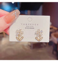 Hot Sale Cubic Zircon Flower Earrings Hypoallergenic Women Jewelry Gift Earring