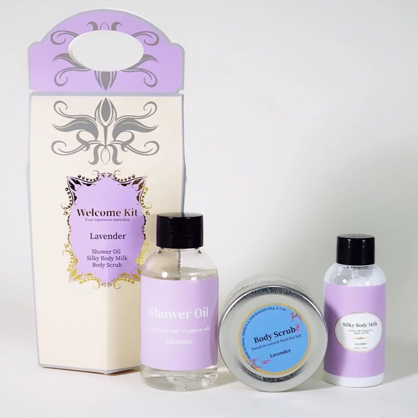 Wholesale Private Label Natural Lavender Scent Bath Gift Set Moisturizing Whitening Refreshing Custom Color Package Modern