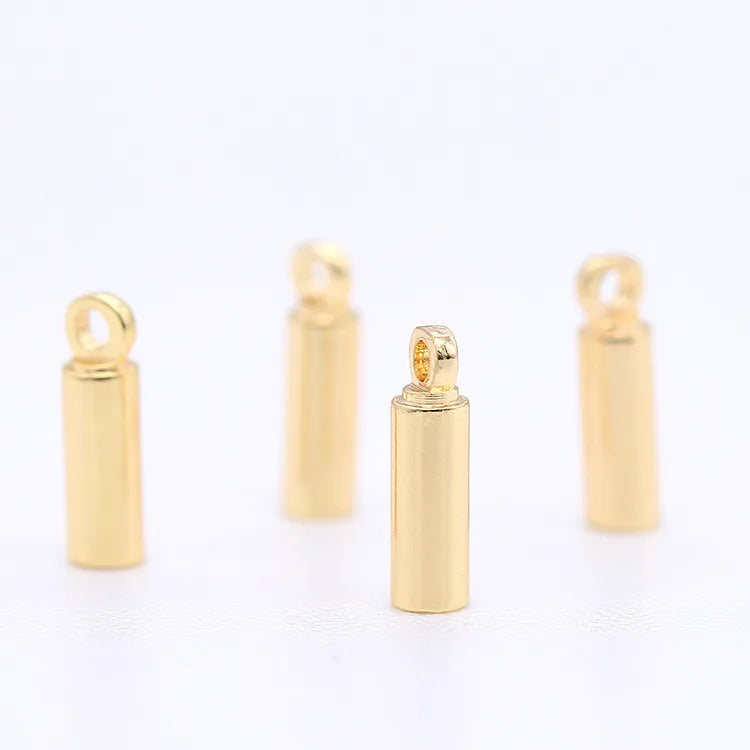 Jiexing Factory Wholesale 14K Gold Plated Brass End Connectors Model H-2808 for DIY Leather Rubber Cords Necklace