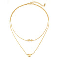 Fashion Stainless Steel 18k Gold Plated Two Layers Moon Pendant Necklace Women