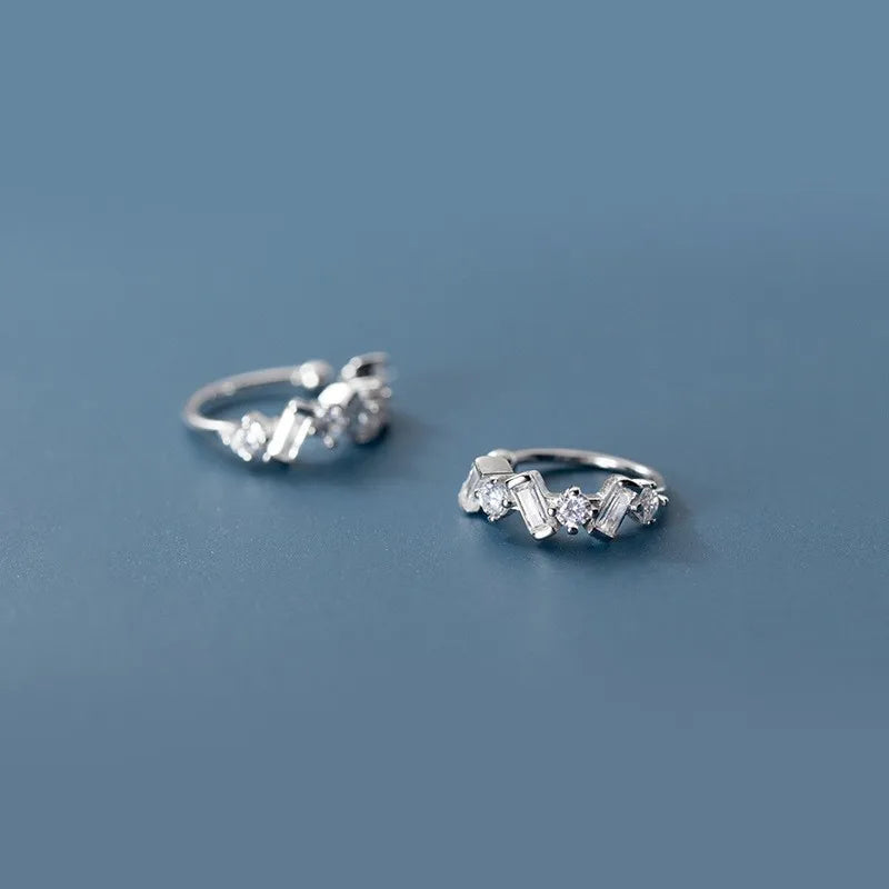 S925 Sterling Silver Simple Diamond Ear Clip on Earring Non-piercing Ear Cuff Earrings Fashion Stud Earrings Women Jewelry
