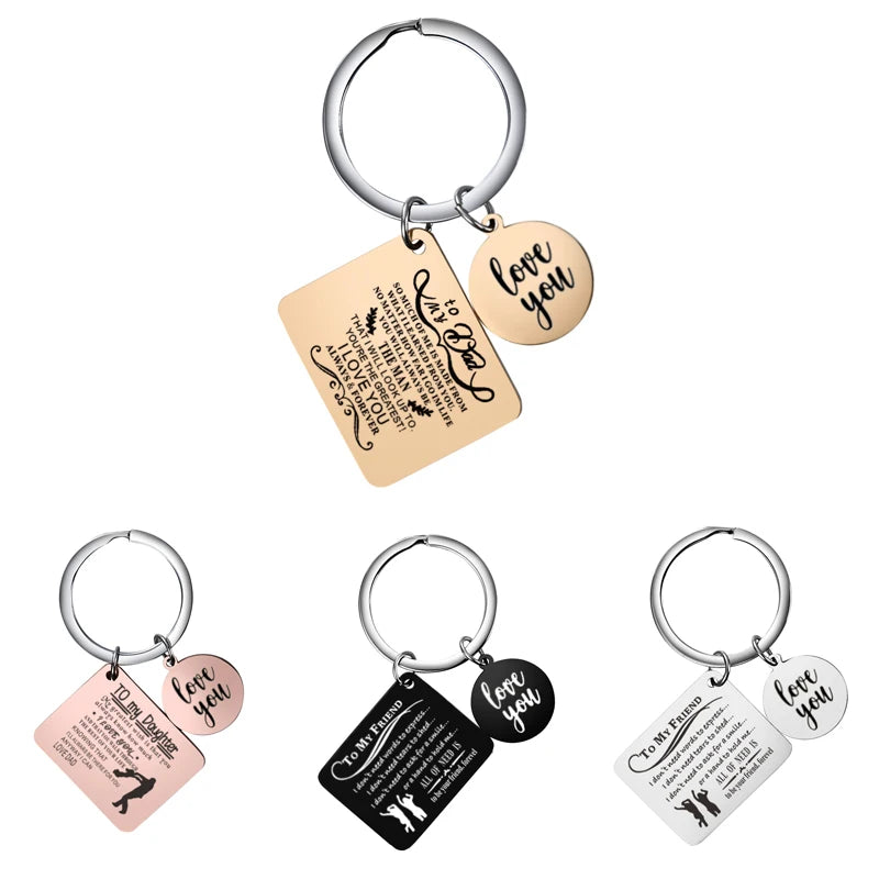 Stainless Steel Keychain Custom Logo Mother's Day Father's Day Gift Key Chains Mom Dad Daughter Son Key Rings Friend Key Chains