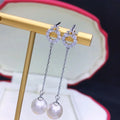 E2303 9-10mm DIY Natural Freshwater Pearl Charm Earrings Mounting Accessory 925 Sterling Silver Gold Plated  Jewelry for Women
