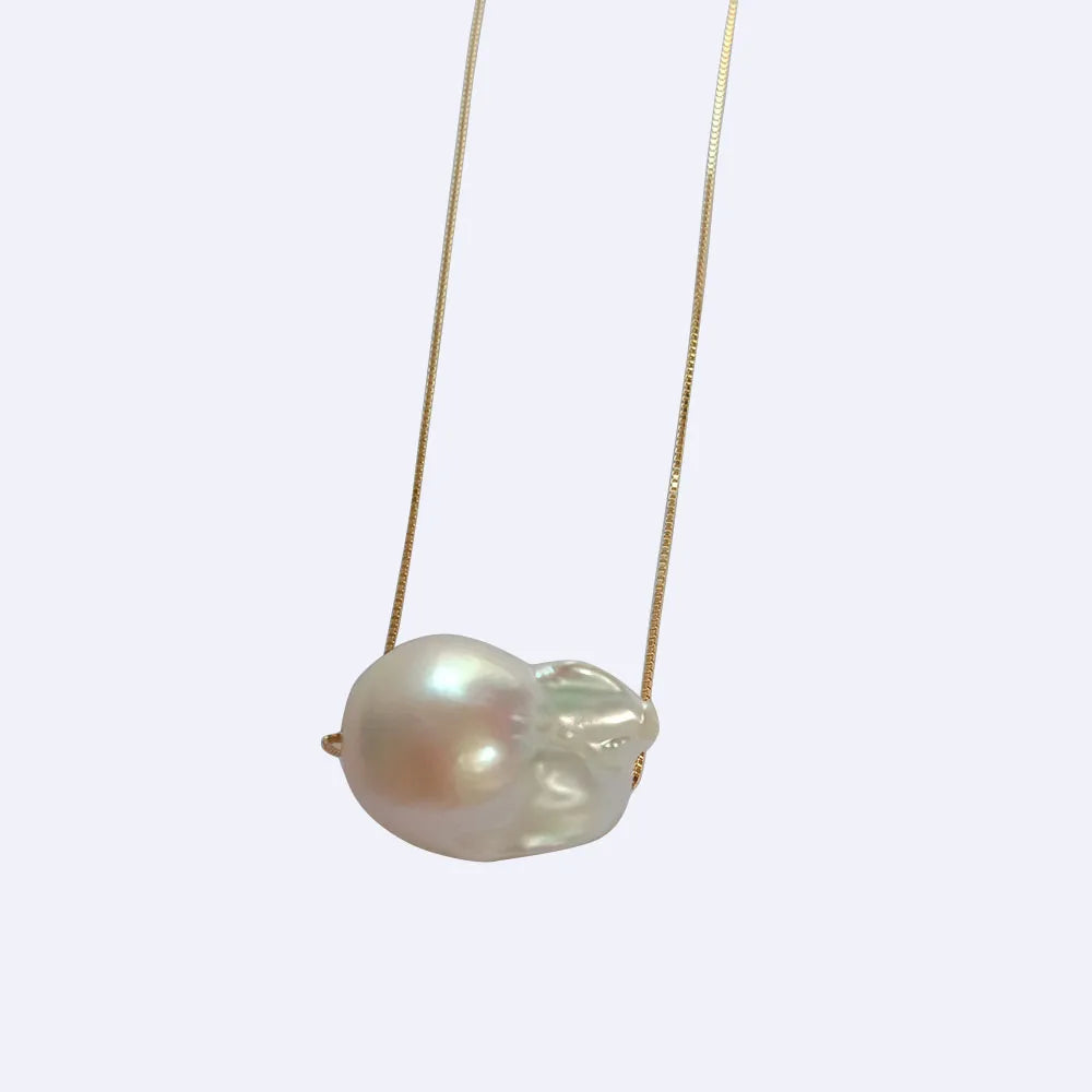 18 Inch  Wholesales S925 Sterling Silver Box Chain Pendant Necklace 100% Nature Freshwater Baroque Pearl 14-18 mm