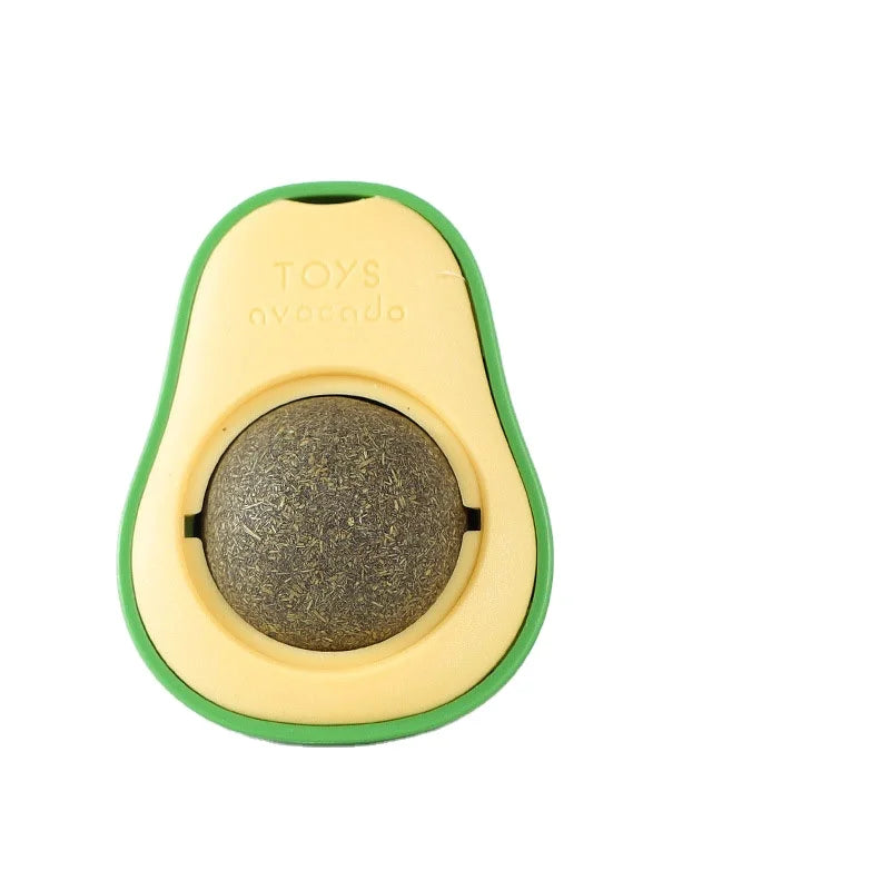 Hot Selling Avocado Shape Spin Catnip Ball Molar Mint Ball Toy Fun Self-hey Pet Toy