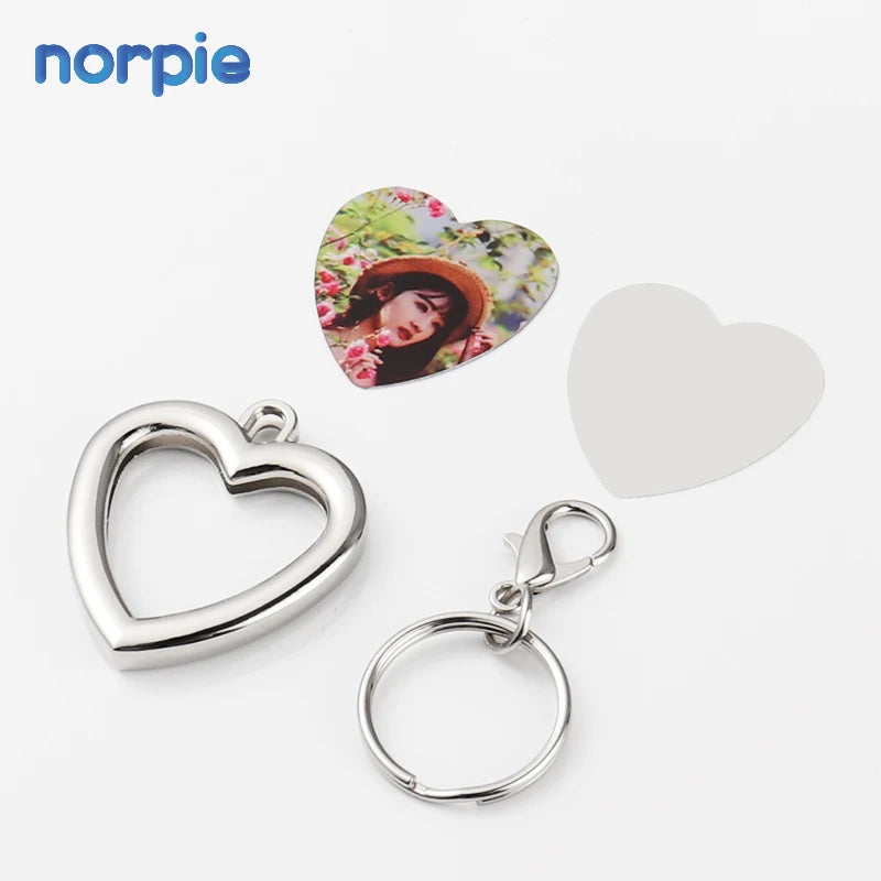 Factory Price Christmas Gift Heart Shaped Custom Your Photo Keychain Sublimation Metal Keychain