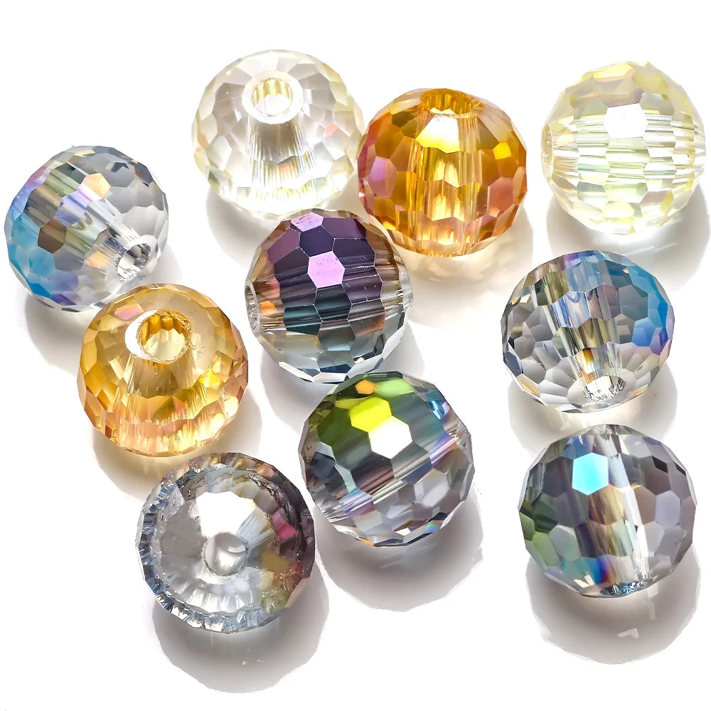 Zhubi 14mm Faceted Round Glass Beads for Jewelry Making Earth Ball Crystal Beads for DIY Making Bracelet