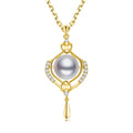 Fine Jewelry Pendants Charms Silver 925 Big Key Design Fresh Water Peal Jewelry Pendant Necklace