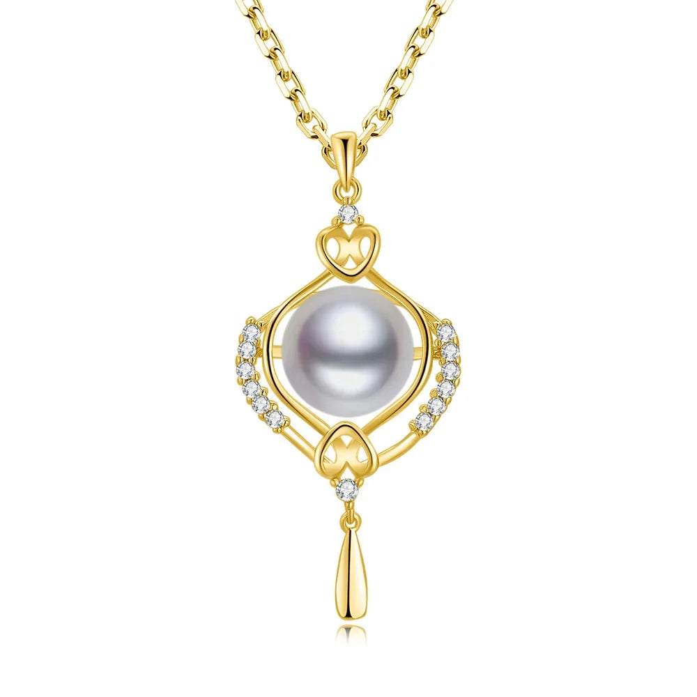 Fine Jewelry Pendants Charms Silver 925 Big Key Design Fresh Water Peal Jewelry Pendant Necklace