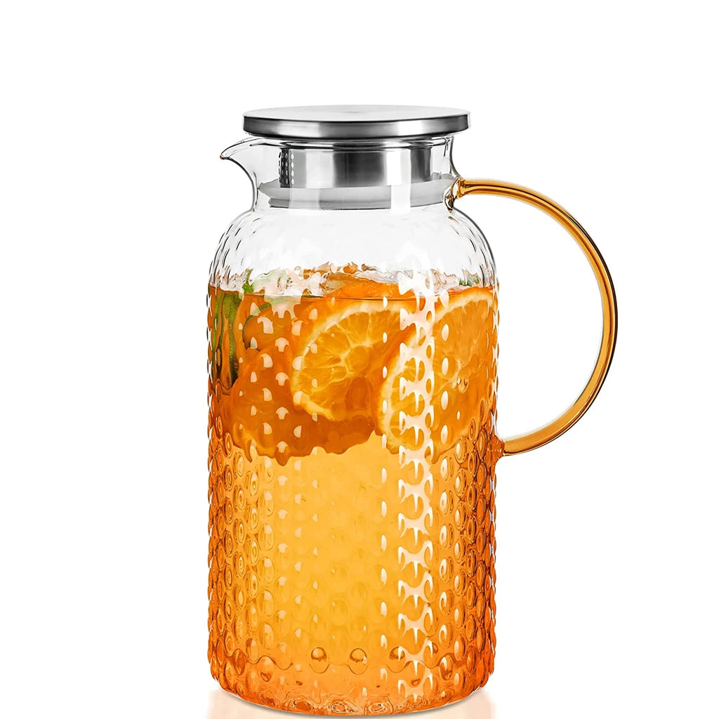High Borosilicate Glass Handmade Water Kettle with Stainless Steel Lid Large Capacity Eco-Friendly for Parties & Business Use