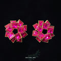 Vintage Luxury Handmade Jewelry Gorgeous Rose Pink Rhinestone Flower Stud Earrings for Women Girls Wedding Engagement Party
