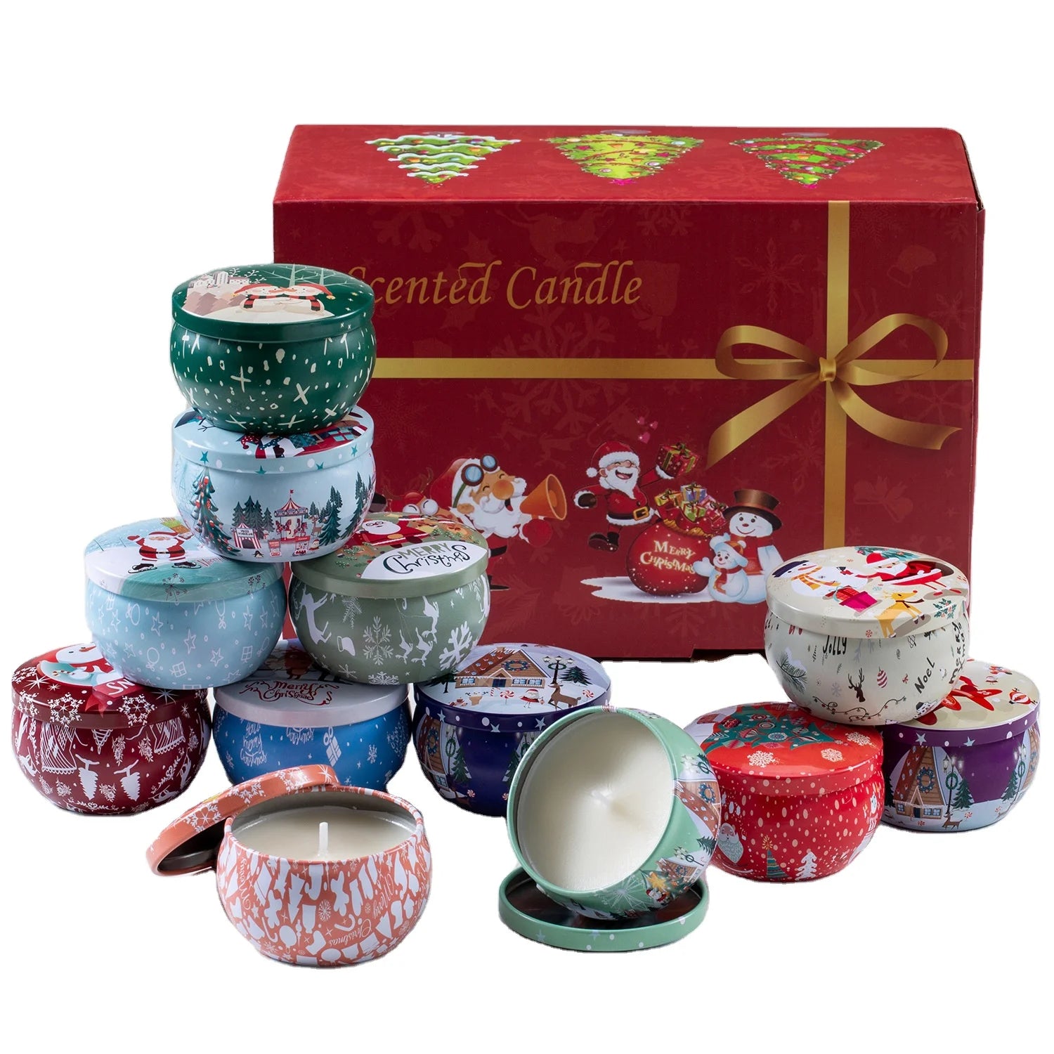 R296 Christmas Decoration Candle Tin Soy Candle Single Xmas Gift Tin Scented Candle
