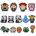 New Design Iron On/Sticker Embroidered Cartoon Block Panda House Strawberry Key Patch for Clothes Bag Decoration