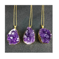 Natural Stone Crystal Folk Crafts Amethyst Cluster Pendant Raw Gemstone Necklace