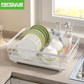 Custom Support Metal Adjustable Dish Bowl Cup Spoon Storage Drying Rack Shelf with Drainer Tray Over Sink
