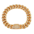 Hot Selling Necklace Jewelry 12.5mm 925 Sterling Silver Iced Out 2 Rows VVS Moissanite Hip Hop Cuban Link Bracelet