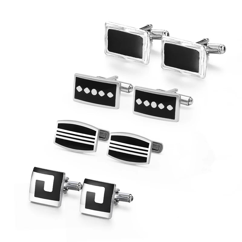 Ready to Ship Wholesale DIY Custom Chrome Plated Brass Cufflinks Set Luxury Men's Suit Gift