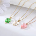2022 New Arrival Simple Gold Plated Colorful Pendant Necklace Heart Shaped Opal Clover Necklace for Women and Girls