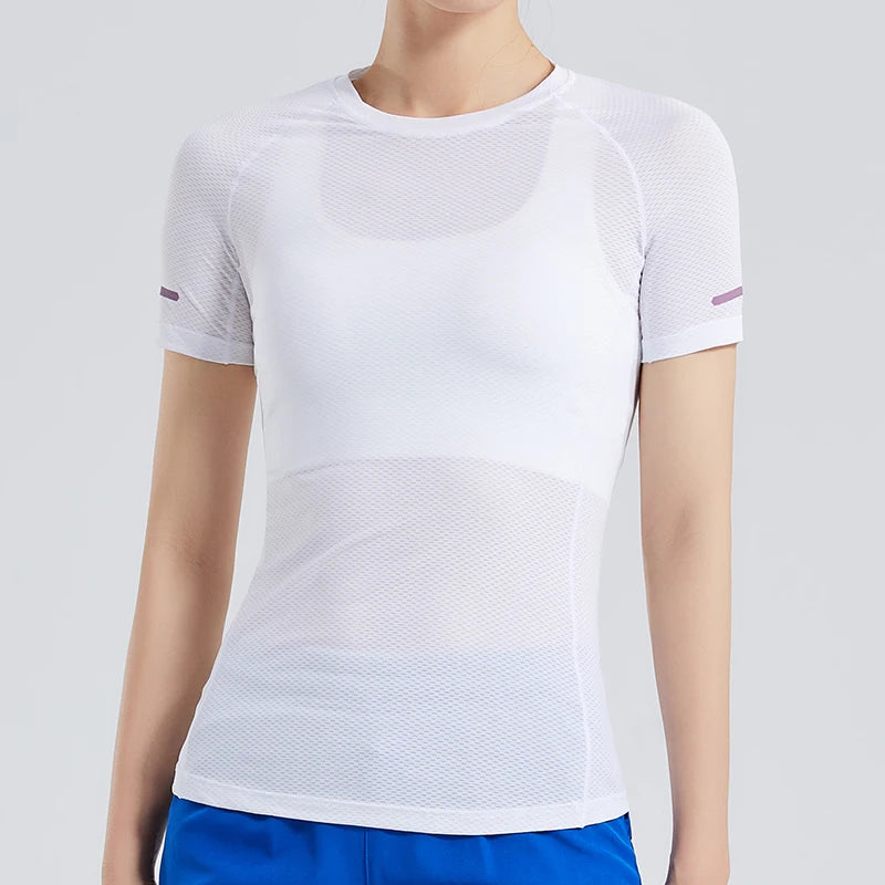 Sport Shirts Short Sleeve Women Active Dry Fit Gym Mesh Shirt Custom Screen Printing Running Sweat Shirts