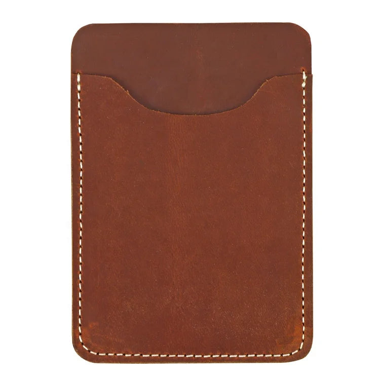 Fashion Vintage Brown Wallet Men Slim Crazy Horse Leather Card Holder