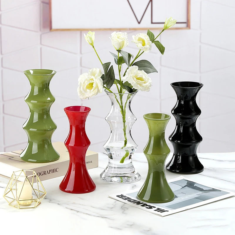 Premium Vintage Glass Table Vase Antique Ins Wind Style High Value Hydroponic Ornament for Guest Dining Room Bedroom