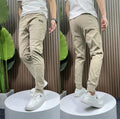 Summer Men's Casual Pants Thin Soft Elasticity Lace-up Waist Solid Color Pocket Applique Korea Grey Black Work Trousers Male