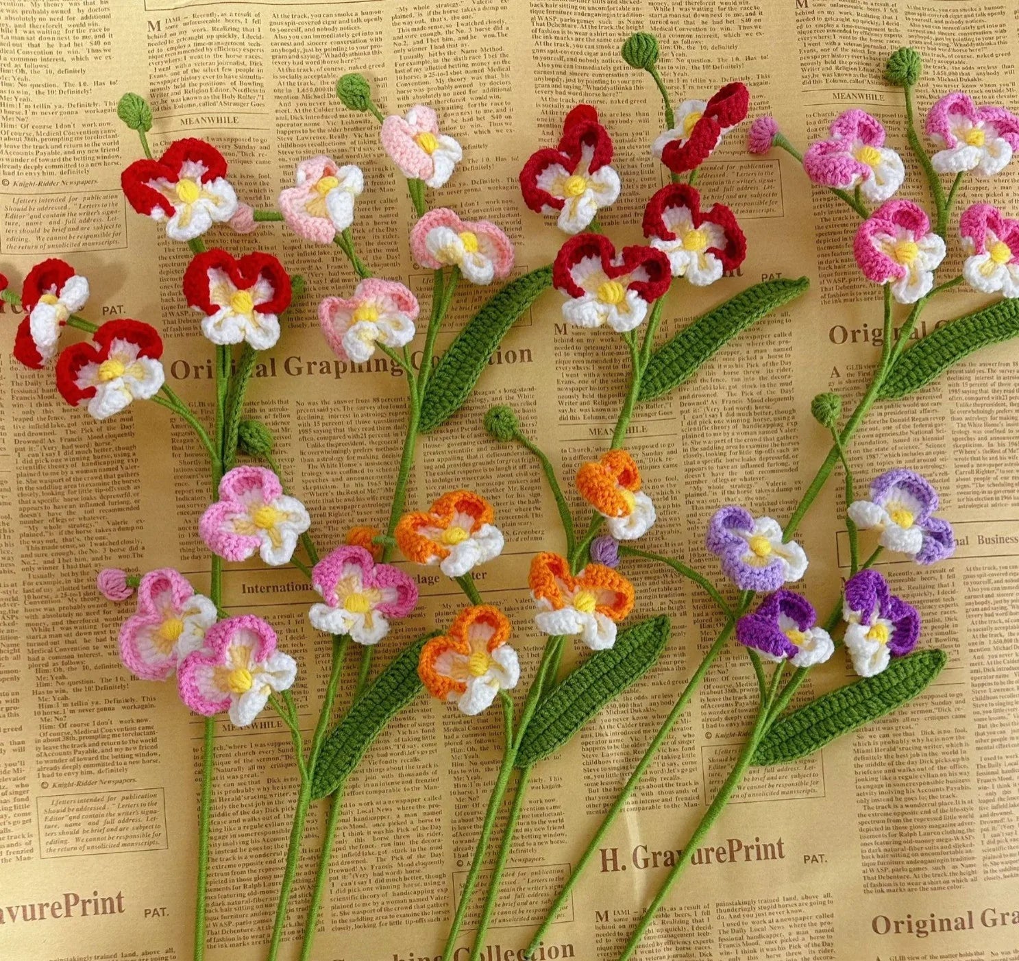 Wholesale New Crochet Woven Flowers Handmade Finished Knitting Crochet Flower Butterfly Orchid