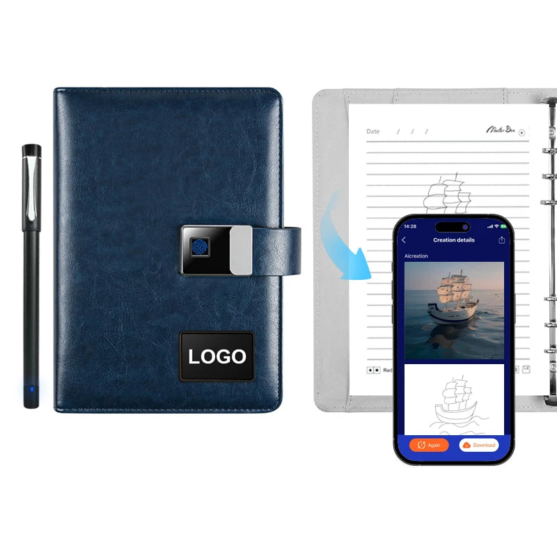Customization AI Function Smart Notebook Smart Pen Business Notebook With USB Flash Drive Fingerprint Lock and AI Software MegaBDM
