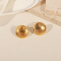 JOOLIM High End 18K Gold Plated Chunky Round Water Ripple Stud Earring Stainless Steel Fashion Jewelry Wholesale